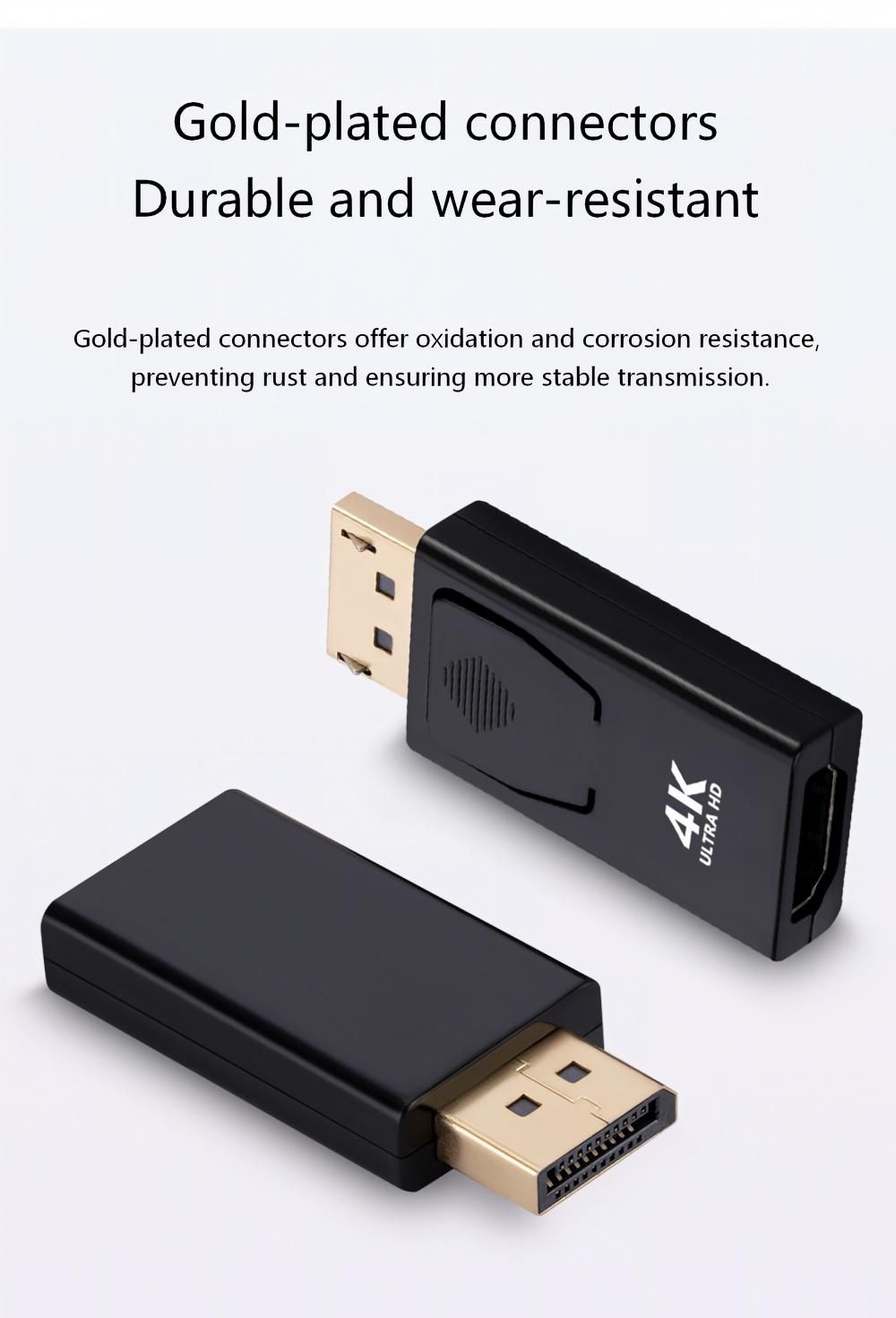 DP to HDMI Adapter – 4K@30Hz, Uni-Directional, Plug & Play