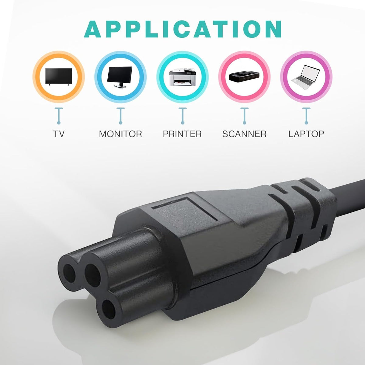 Custom USA Power Cord — NEMA 5-15P to IEC C5 (3-Pin Cloverleaf), 1.2 m Standard, OEM Available