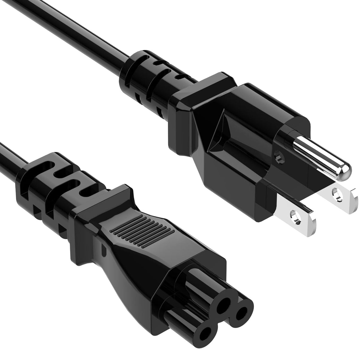 Custom USA Power Cord — NEMA 5-15P to IEC C5 (3-Pin Cloverleaf), 1.2 m Standard, OEM Available