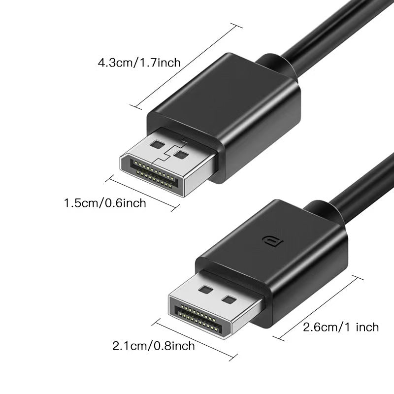 DisplayPort 1.2 Cable 1m, DP to DP Male 4K@60Hz / 2K@144Hz, Gold-Plated, Black